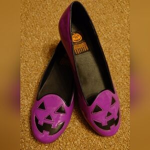 New strangecvlt Halloween spooky goth pumpkin Jack o lantern purple patent flats